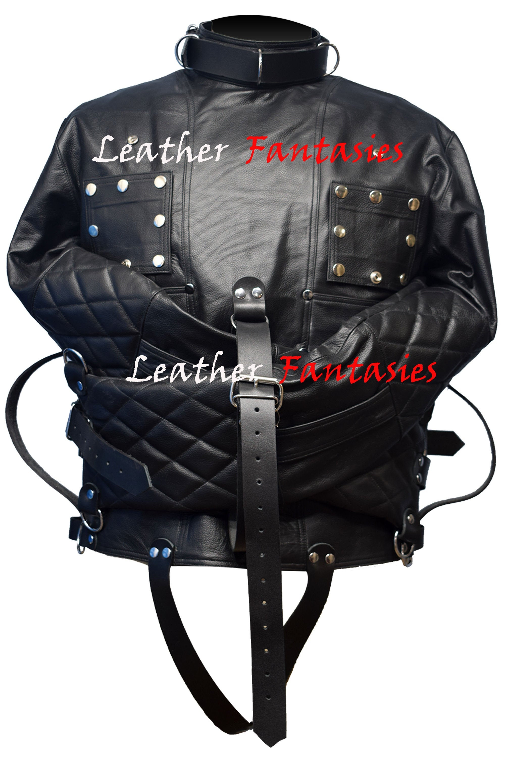 Genuine Black Leather padded Straitjacket Restricted Bondage