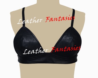 Real Leather Capulet Bra For women / Leather Triangle bralette top For girls