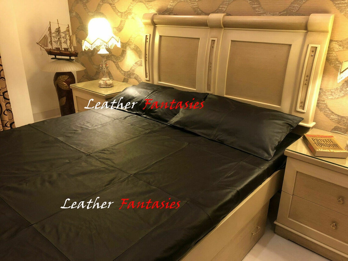 Genuine Leather Bed Linen With Pillows Single / Double / King Etsy