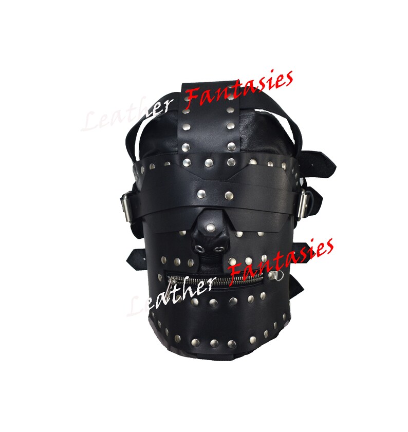 Genuine Leather Bondage Hood Gimp Mask With Blindfold and Etsy