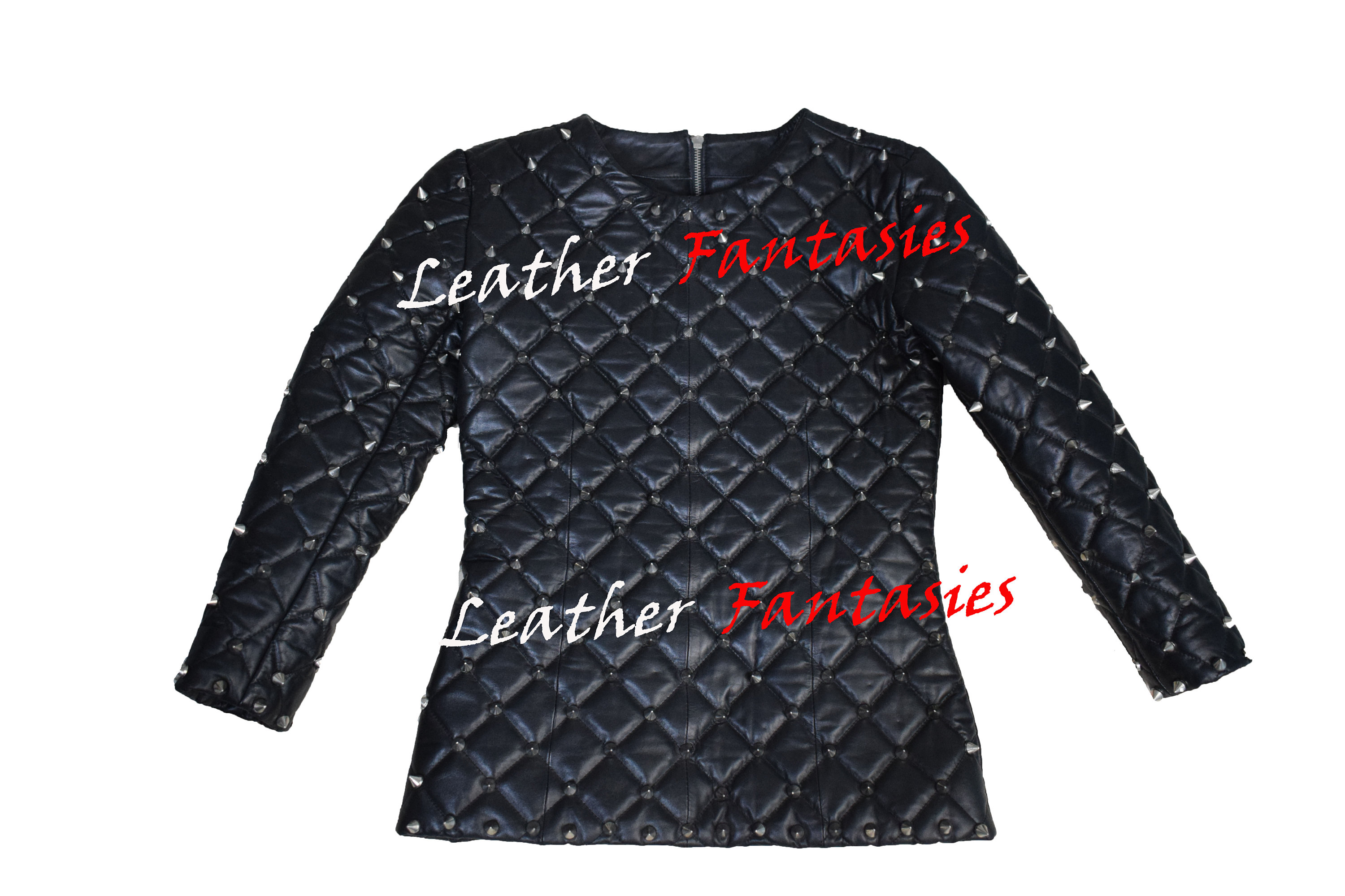 Women Real Leather Celebrity Fashion Spikes Dress For Clubwear