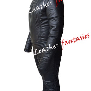 Genuine Black leather Padded catsuit Leather Bodysuit Jumpsuit with padding image 2