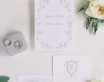 Custom Wedding Invitation Suite | Fully Hand-Illustrated Wedding Stationery, Digital Download