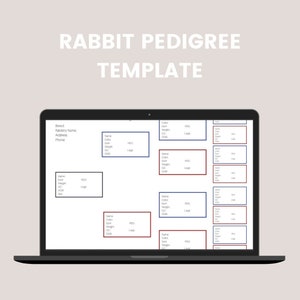 Modello di pedigree del coniglio - Modello Canva, file PDF per scriverli a mano e file PNG per la modifica