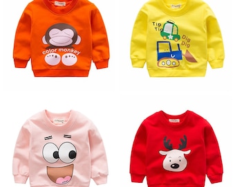 Autumn Baby Girls Sweatshirts Christmas Children Hoodies Cartoon Animal Long Sleeve Cotton Sweater Kids T-shirt Clothes Gift