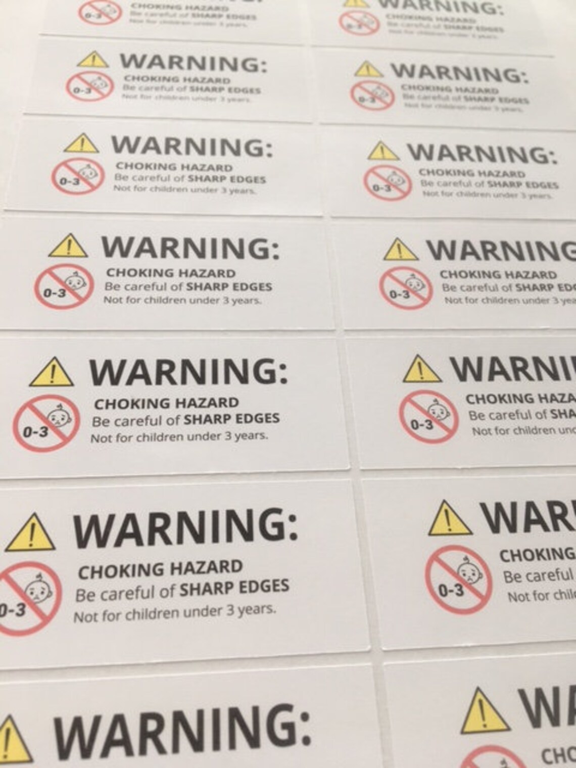 Choking hazard warning choking rectangular matt stickers Etsy