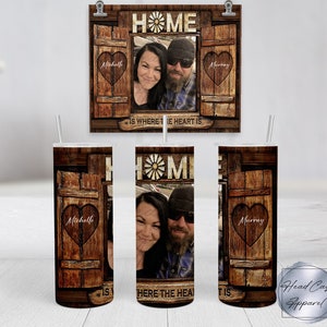 Personalized Home is Where The Heart Is Tumbler, Photo Tumbler, Add Your own Photo Tumbler, Custom Travel Mug, Gift for Wife, Gift for Mom