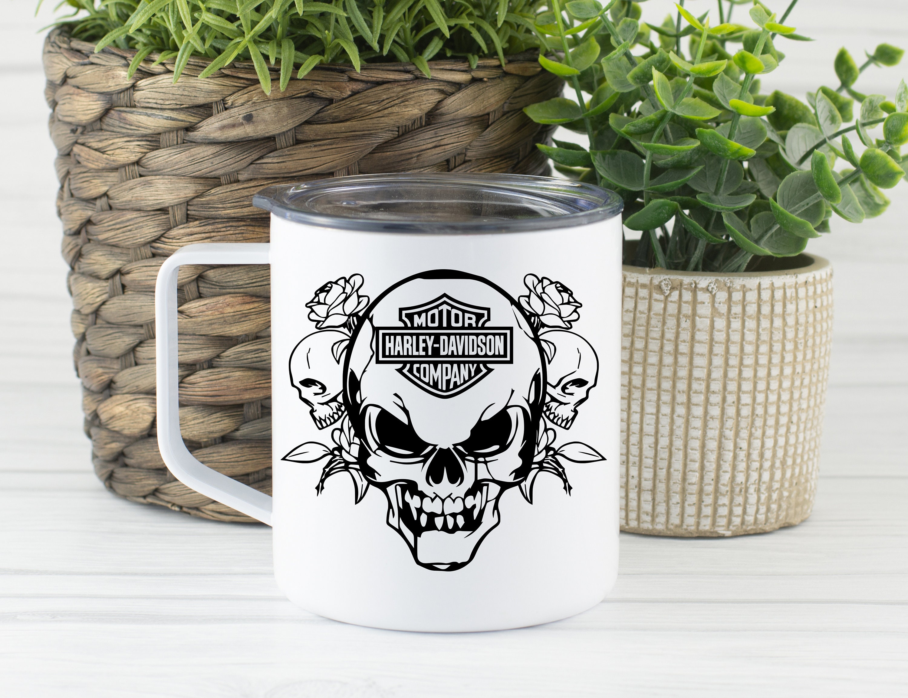 harley davidson skull mug