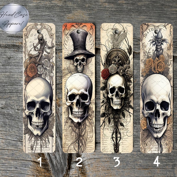 Custom Aluminum Bookmark, Gothic Skull bookmark, Gift for friend, Gift for librarian, Gift for teacher, Book Lover Gift,Watercolour Bookmark