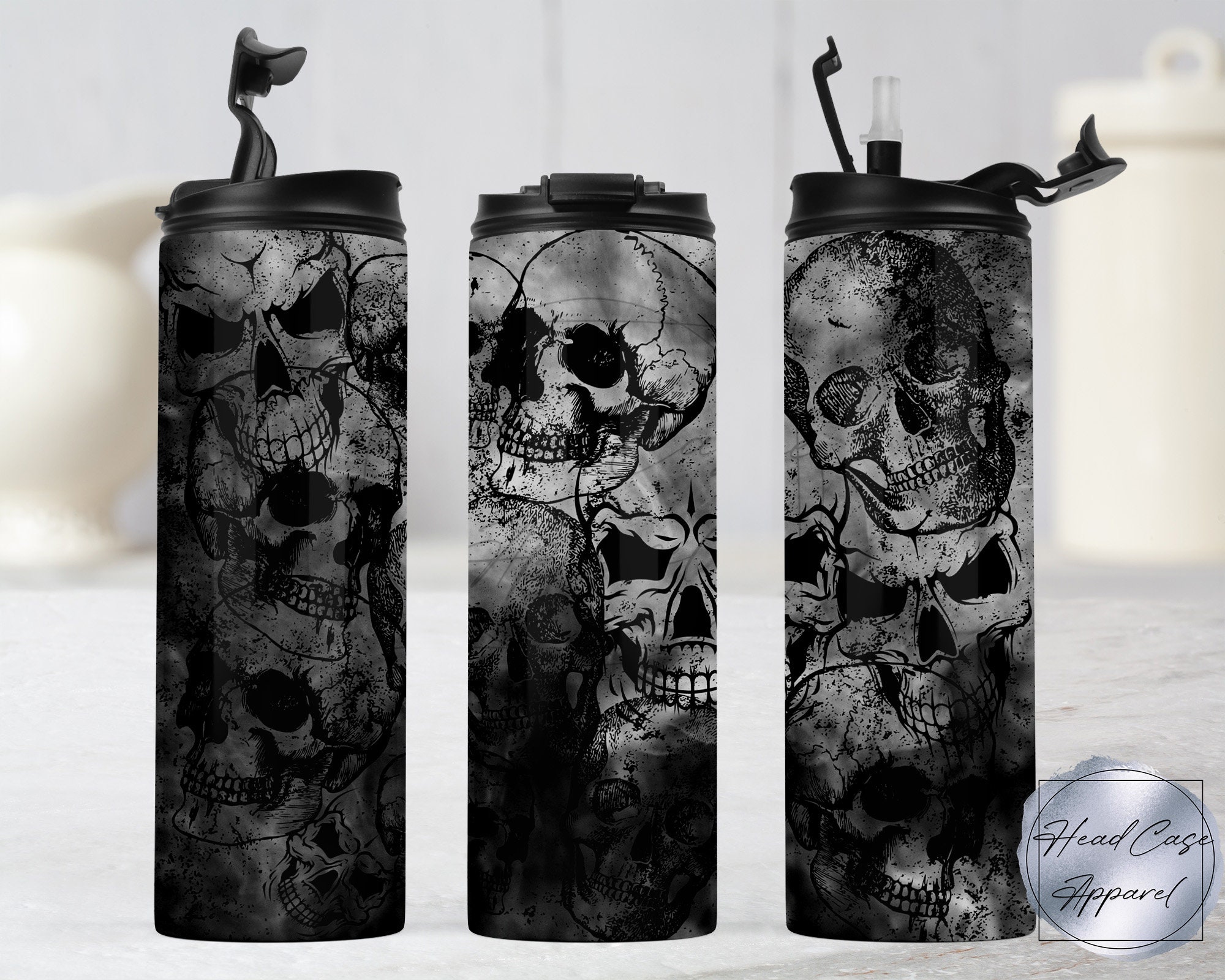 Gun Skull Stainless Coffee Tumbler / Powder Coated / Laser Etched