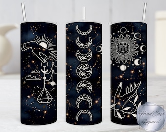 Celestial 20oz Tumbler, Zodiac 20oz Tumbler, Moon Tumbler, Moon Phase Tumbler, Witch Tumbler, Gift for her, Custom Tumbler, Handmade Gift