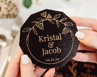 Wedding favors for guests, Custom wooden coasters, Rustic wedding favors, Personalized wedding coasters