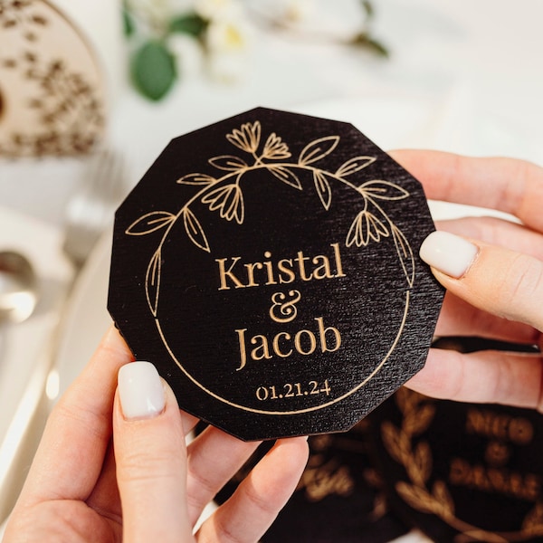 Wedding favors for guests, Custom wooden coasters, Rustic wedding favors, Personalized wedding coasters