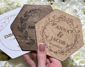 Wedding Favors in Bulk - Personalized Gift Coaster Favors - Rustic Wedding Favors for Guests- Wedding Shower Favors - Wedding Gift Coasters