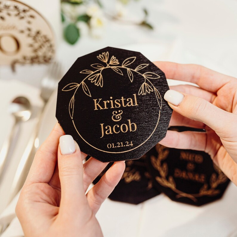 Wedding Favors for Guests Custom Wooden Coasters Rustic Etsy
