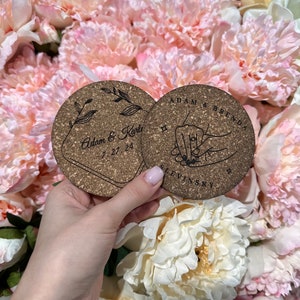 Set of 100 Custom Cork Coaster, Wedding Favors for Guests, Personalized Coaster, Bridal Shower Gift, Party Favors, Business Promotional Item image 9