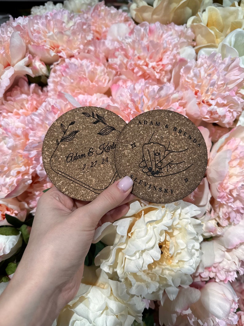 Set of 100 Custom Cork Coaster, Wedding Favors for Guests, Personalized Coaster, Bridal Shower Gift, Party Favors, Business Promotional Item image 9