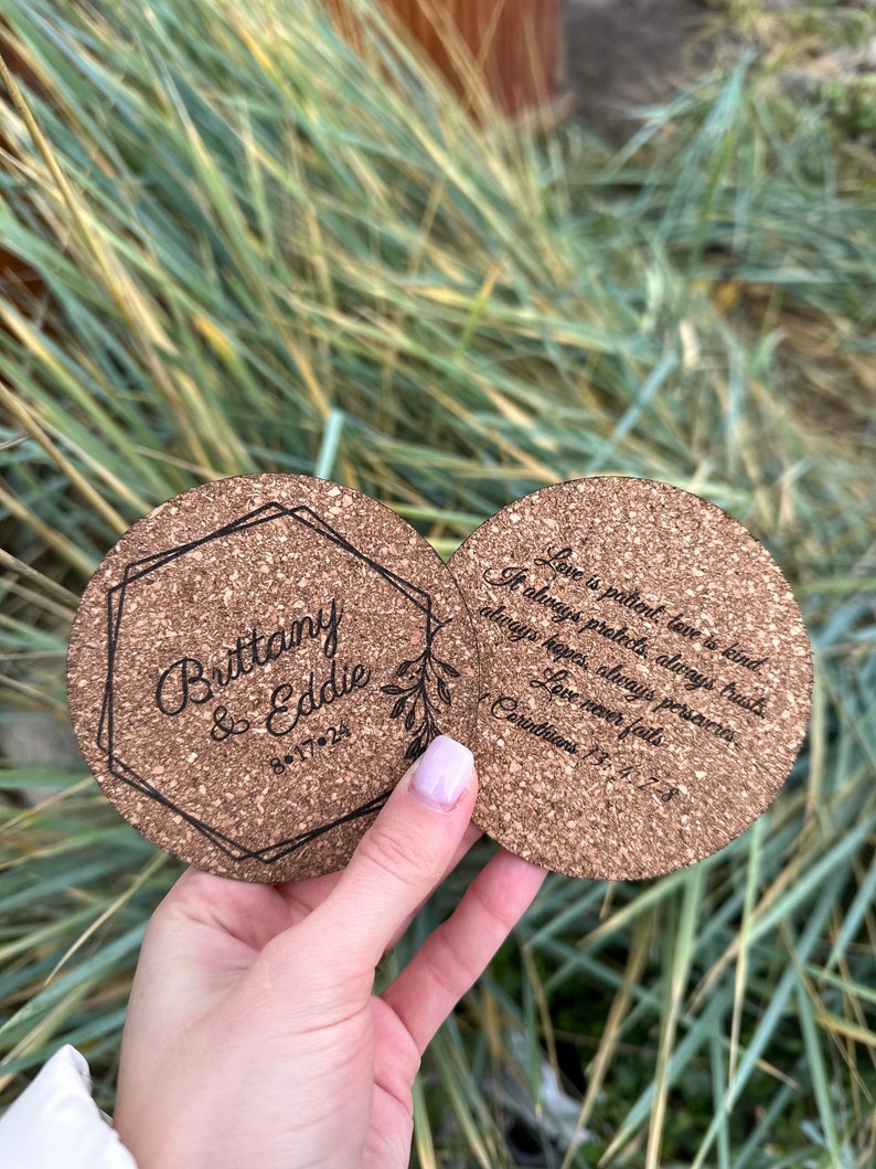Set of 100 Custom Cork Coaster, Wedding Favors for Guests, Personalized Coaster, Bridal Shower Gift, Party Favors, Business Promotional Item image 5