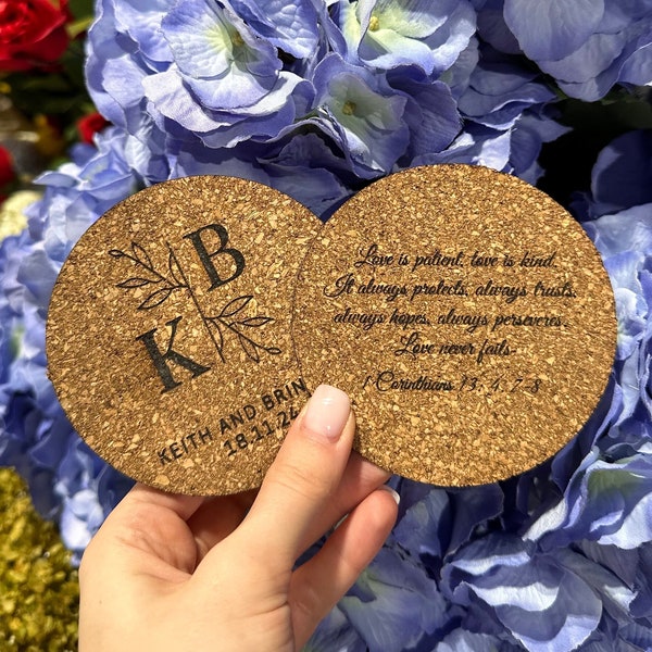 Set van 100 aangepaste Cork Coaster, huwelijksgunsten voor gasten, gepersonaliseerde Coaster, bruids douchegift, feestartikelen, zakelijk promotie-item