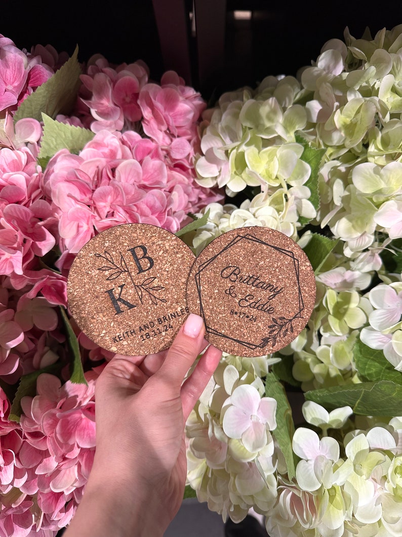Set of 100 Custom Cork Coaster, Wedding Favors for Guests, Personalized Coaster, Bridal Shower Gift, Party Favors, Business Promotional Item image 7