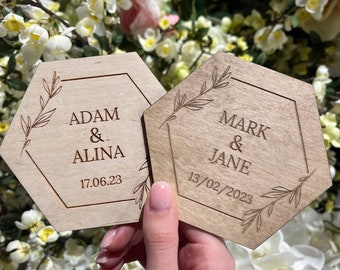 Wooden coasters - Wedding wedding services for guests wholesale - Personalized wedding services - Wedding coasters set - Wedding services