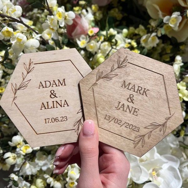 Wooden coasters - Wedding wedding services for guests wholesale - Personalized wedding services - Wedding coasters set - Wedding services