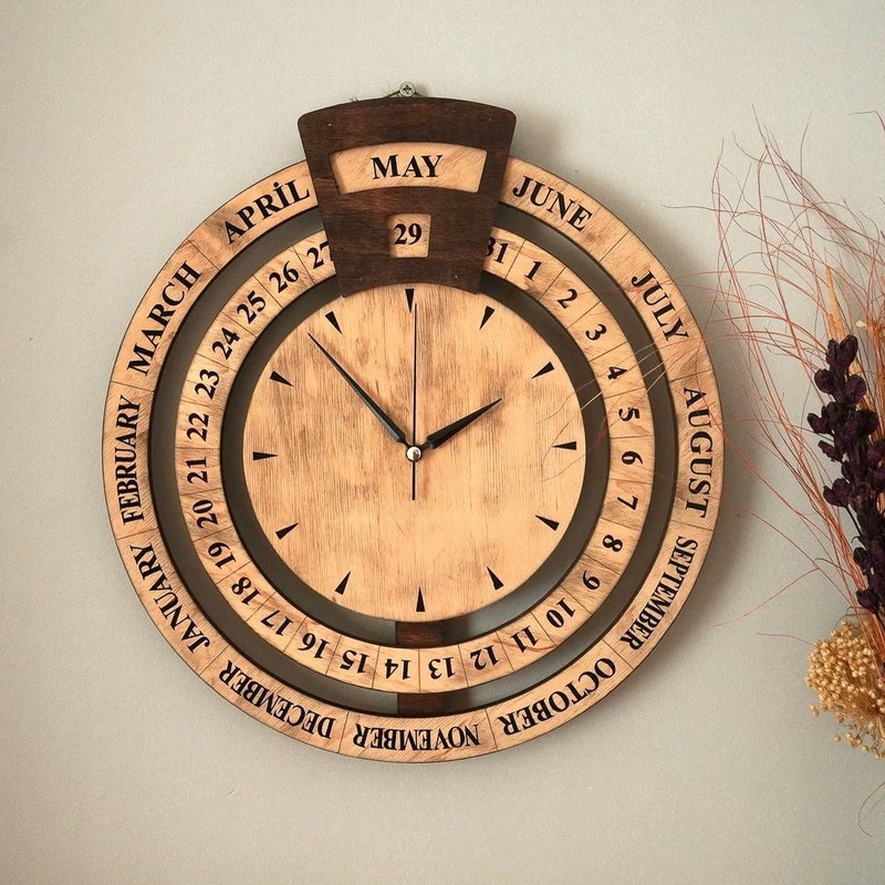 Holzwerk Wanduhr LÜNEBURG Moderne Desgner Quarz Holz Wand Uhr, Braun