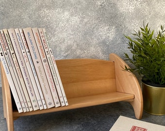 Personalized Alder Wood Book Bench, Desktop Organizer Bookcase