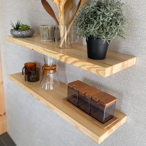Solid Pine Floating Shelf with Hidden Brackets - Custom Sizes