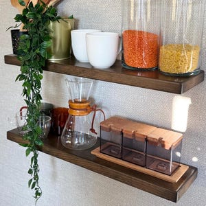 Wooden Floating Shelves,Modern Floating Shelf, Custom Size Floating Shelves with Brackets, Wall Mounted Floating Shelf for Kitchen Bathroom