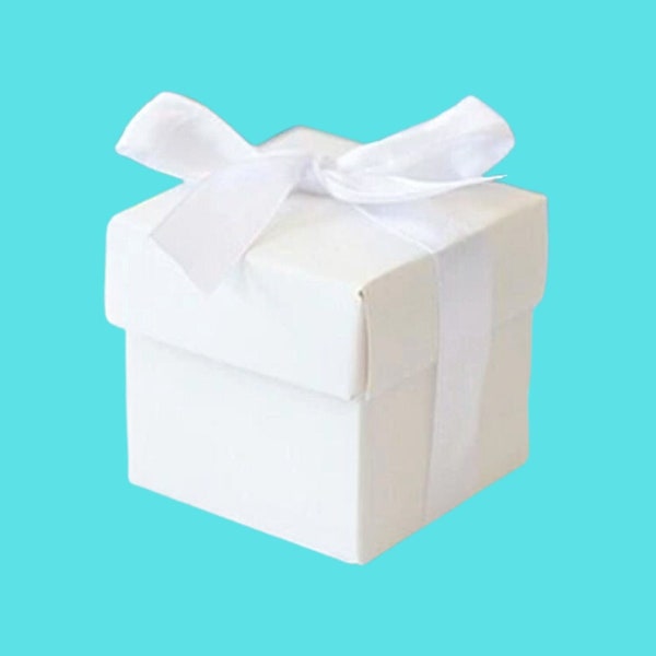 White Favour Box With Ribbon, Party Boxes, Gift Box