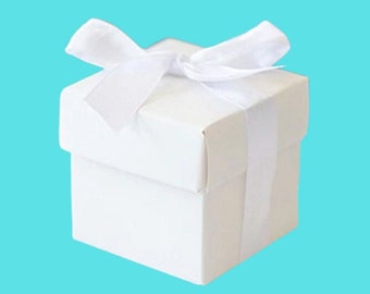 White Favour Box With Ribbon, Party Boxes, Gift Box