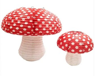 3D Paper Mushroom Lantern, Paper Hanging Lantern, Mushroom Forest Party Decoration