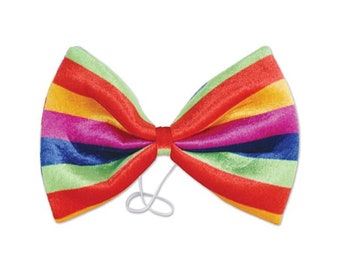 Jumbo Rainbow Bow Tie, Rainbow Clown Bow Tie,  Rainbow Fancy Dress Bow Tie