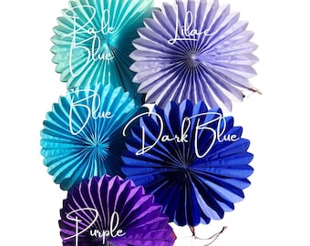 25cm/10inch Decorative paper Fans, 25cm/10inch Tissue paper Fans, Colourful Paper Decorations