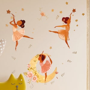 Brown Girl Ballerina Wall Stickers, Ballerina Wall Decal, Ballerina Wall Mural image 4