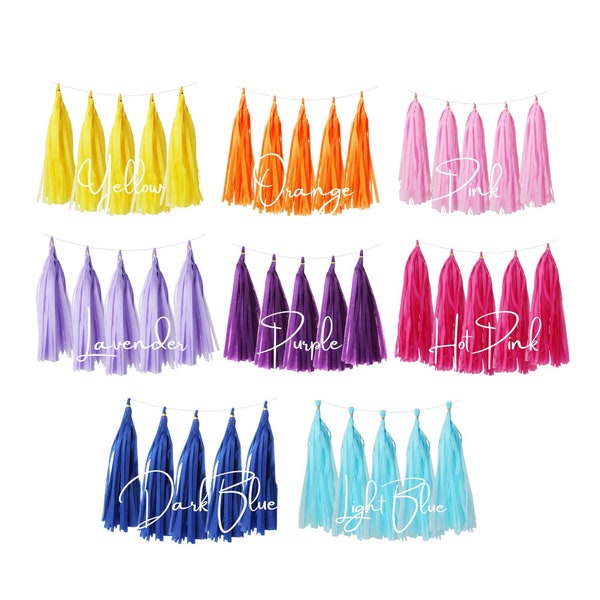 5pcs 12*35cm Colourful  DIY Tissue Paper Tassel Garland, DIY Tissue Paper Tassels