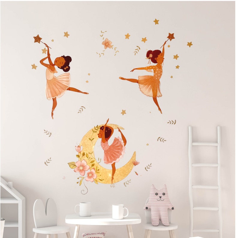 Brown Girl Ballerina Wall Stickers, Ballerina Wall Decal, Ballerina Wall Mural image 8