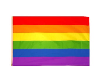 5ft x 3ft Rainbow Gay Pride LGBTQ+ Polyester Fabric Flag , Rainbow Flag