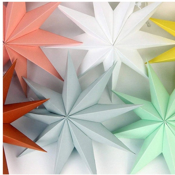 30cm Paper Stars,  30cm Hanging Star Decoration, 9 pointed Paper Star