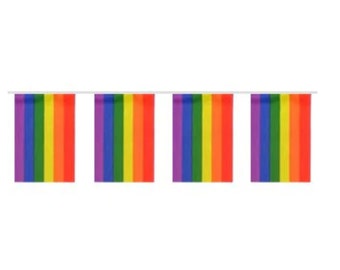 Rainbow Cloth Flag Bunting - 10m, Rainbow Flag Banner, Pride Rainbow Bunting