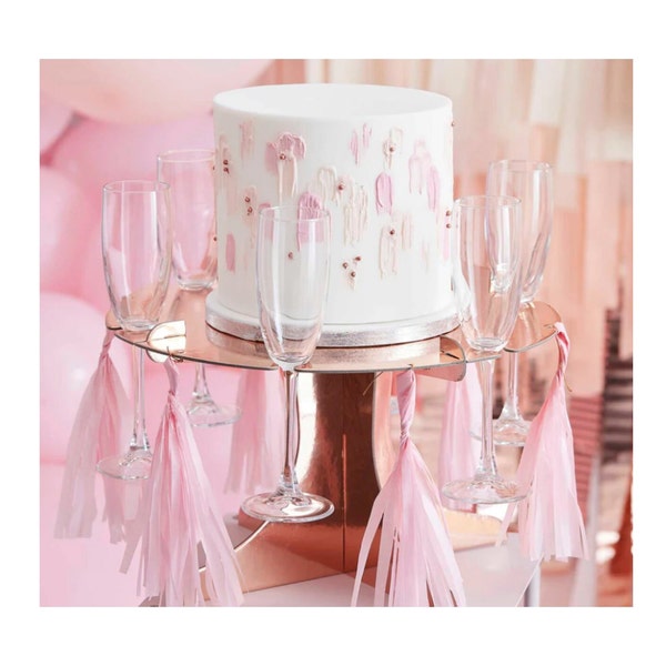 Rose Gold Cake Stand With Drinks Holders