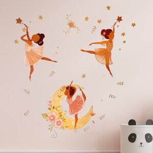 Brown Girl Ballerina Wall Stickers, Ballerina Wall Decal, Ballerina Wall Mural image 7