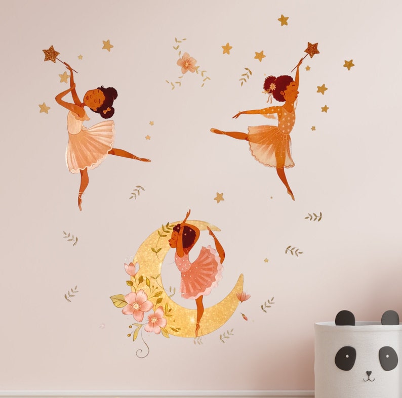 Brown Girl Ballerina Wall Stickers, Ballerina Wall Decal, Ballerina Wall Mural image 7