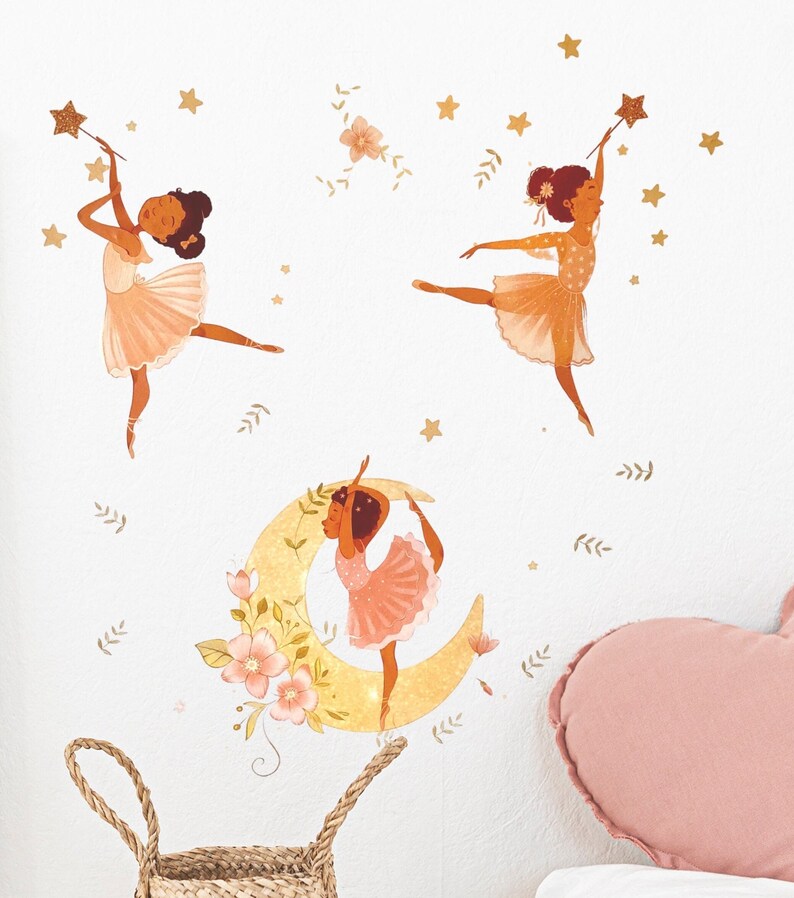 Brown Girl Ballerina Wall Stickers, Ballerina Wall Decal, Ballerina Wall Mural image 1