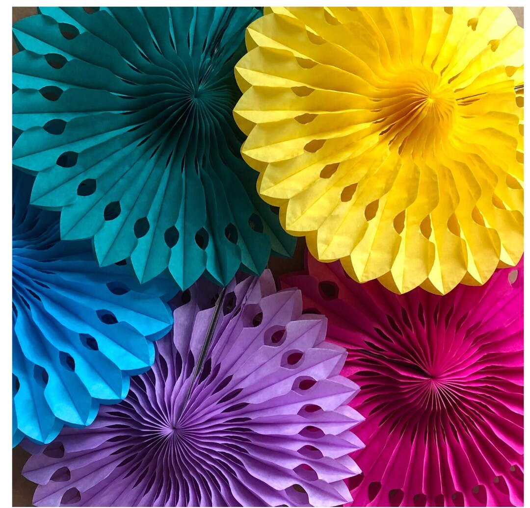 20cm/8 Inch Decorative Paper Fans, 20cm/8 Inch Tissue Paper Fans