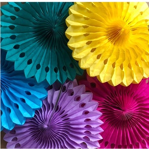 20cm/8 Inch Decorative paper Fans, 20cm/8 Inch Tissue paper Fans, Colourful Paper Decorations