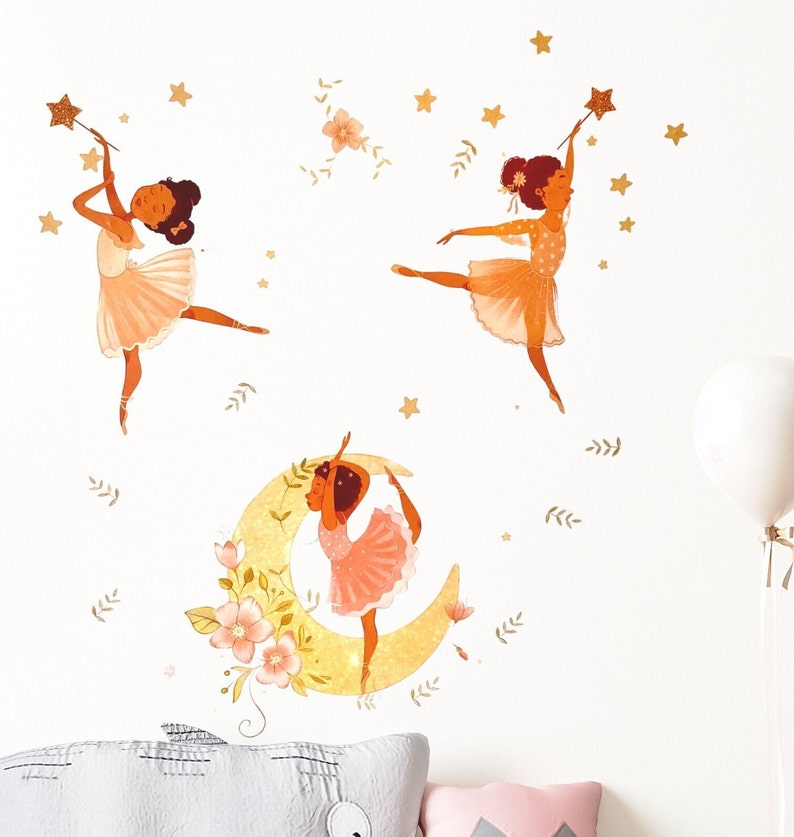 Brown Girl Ballerina Wall Stickers, Ballerina Wall Decal, Ballerina Wall Mural image 5