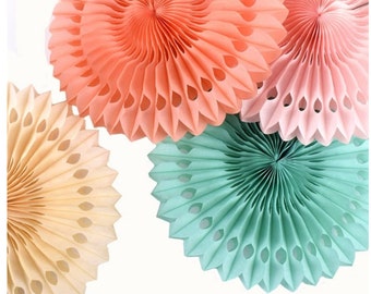 20cm/8 Inch Decorative paper Fans, 20cm/8 Inch Tissue paper Fans, Colourful Paper Decorations