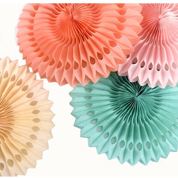 20cm/8 Inch Decorative paper Fans, 20cm/8 Inch Tissue paper Fans, Colourful Paper Decorations